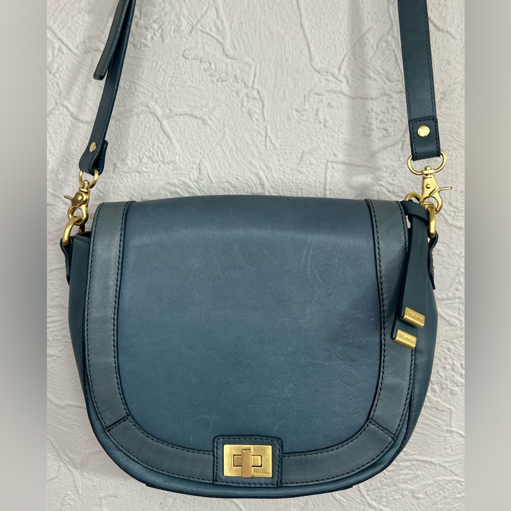 Brahmin Southcoast Sonny Crossbody Purse Turnlock Teal Aqua